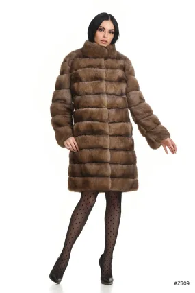 Classic sable coat with stand up collar