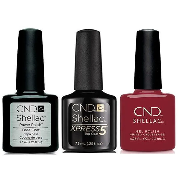 CND - Shellac Xpress5 Combo - Base, Top & Cherry Apple (0.25 oz)