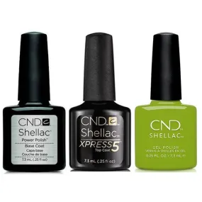 CND - Shellac Xpress5 Combo - Base, Top & Crisp Green (0.25 oz)