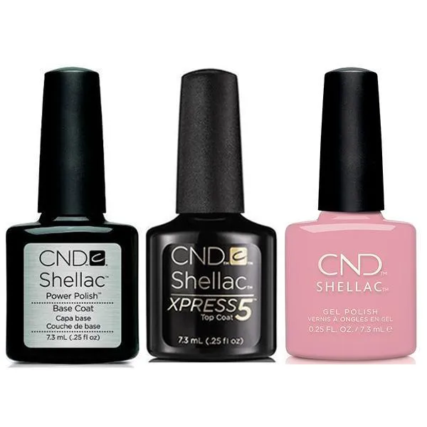 CND - Shellac Xpress5 Combo - Base, Top & Pacific Rose (0.25 oz)