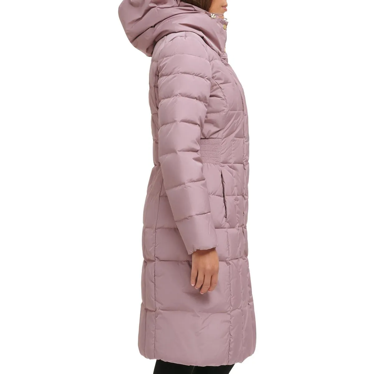 Cole Haan Women's Quilted Mid-Length Down Puffer Coat with Attached Hood