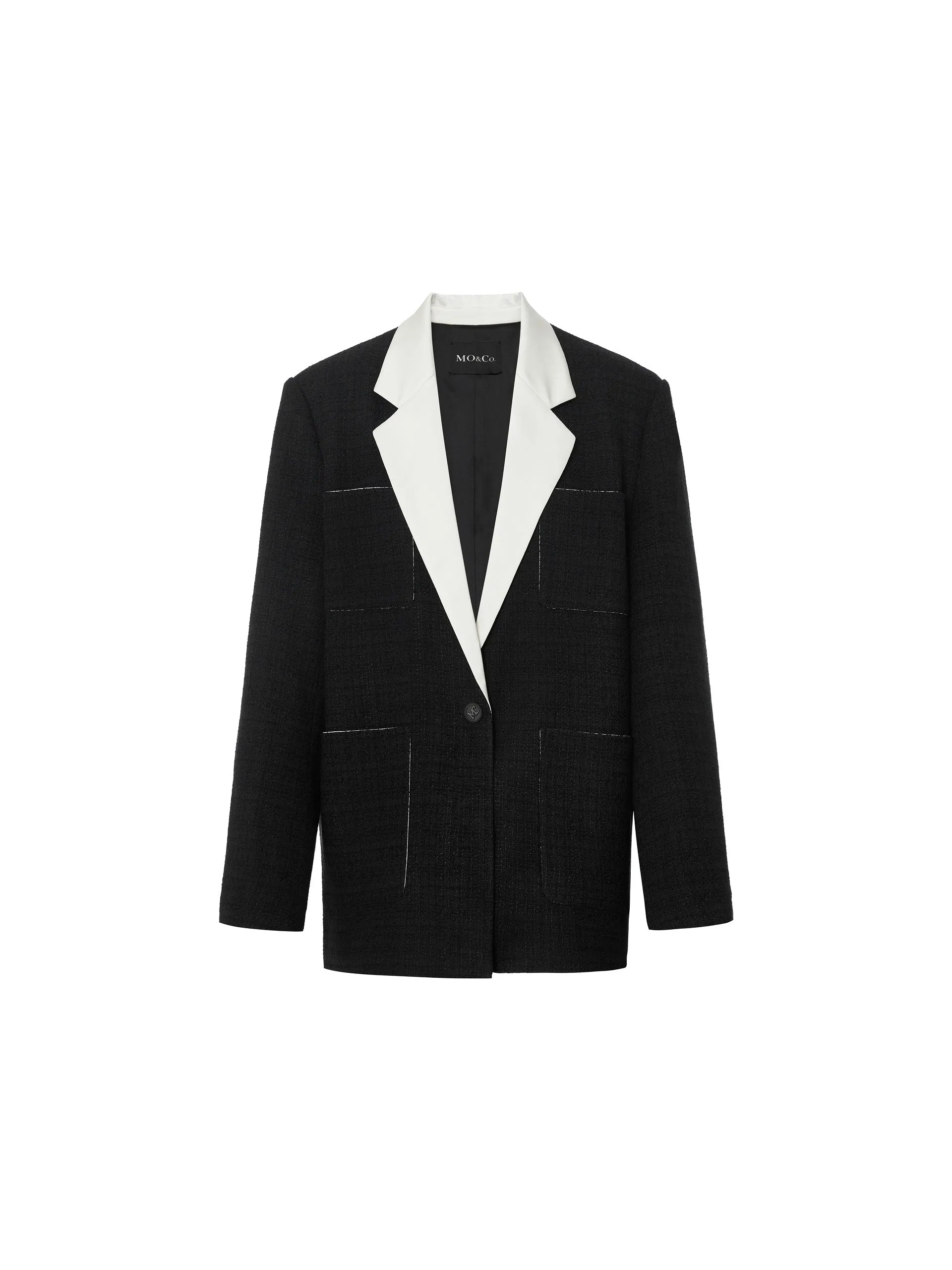 Contrast Lapel Collar Coat