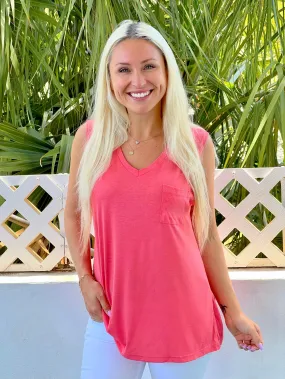 Coral Flowy Tank Top