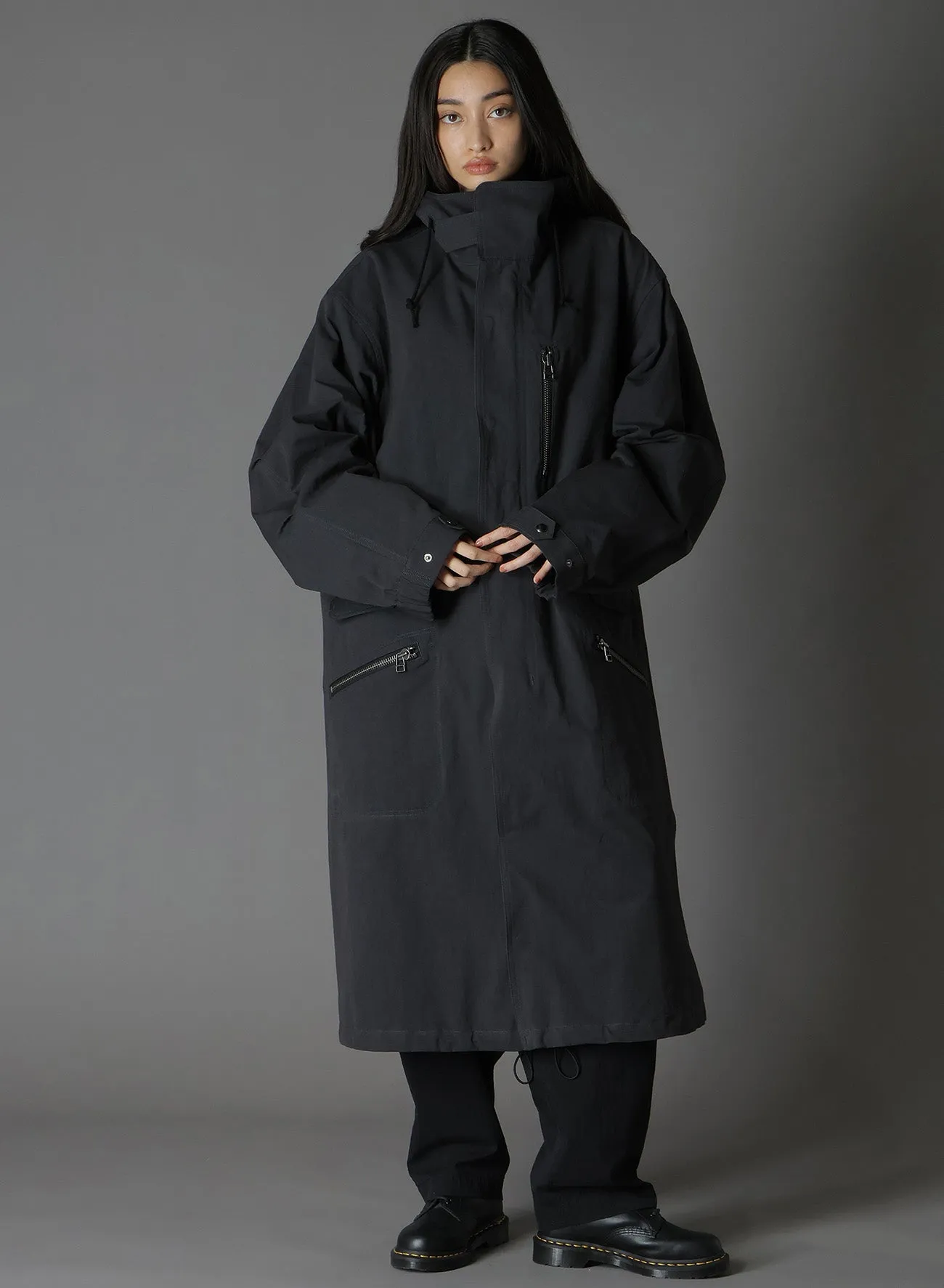 COTTON POPLIN WA ZIPPER POCKET MOD COAT