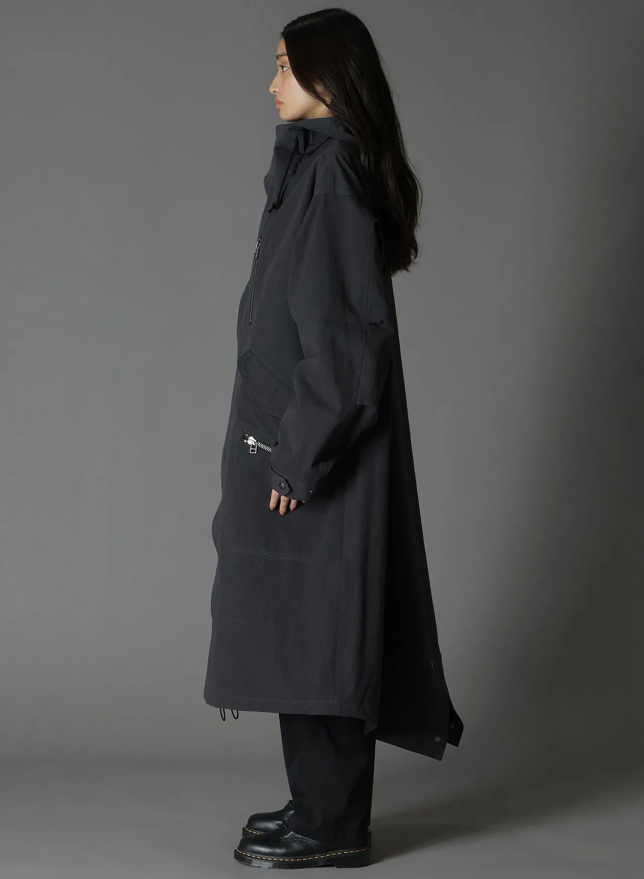 COTTON POPLIN WA ZIPPER POCKET MOD COAT