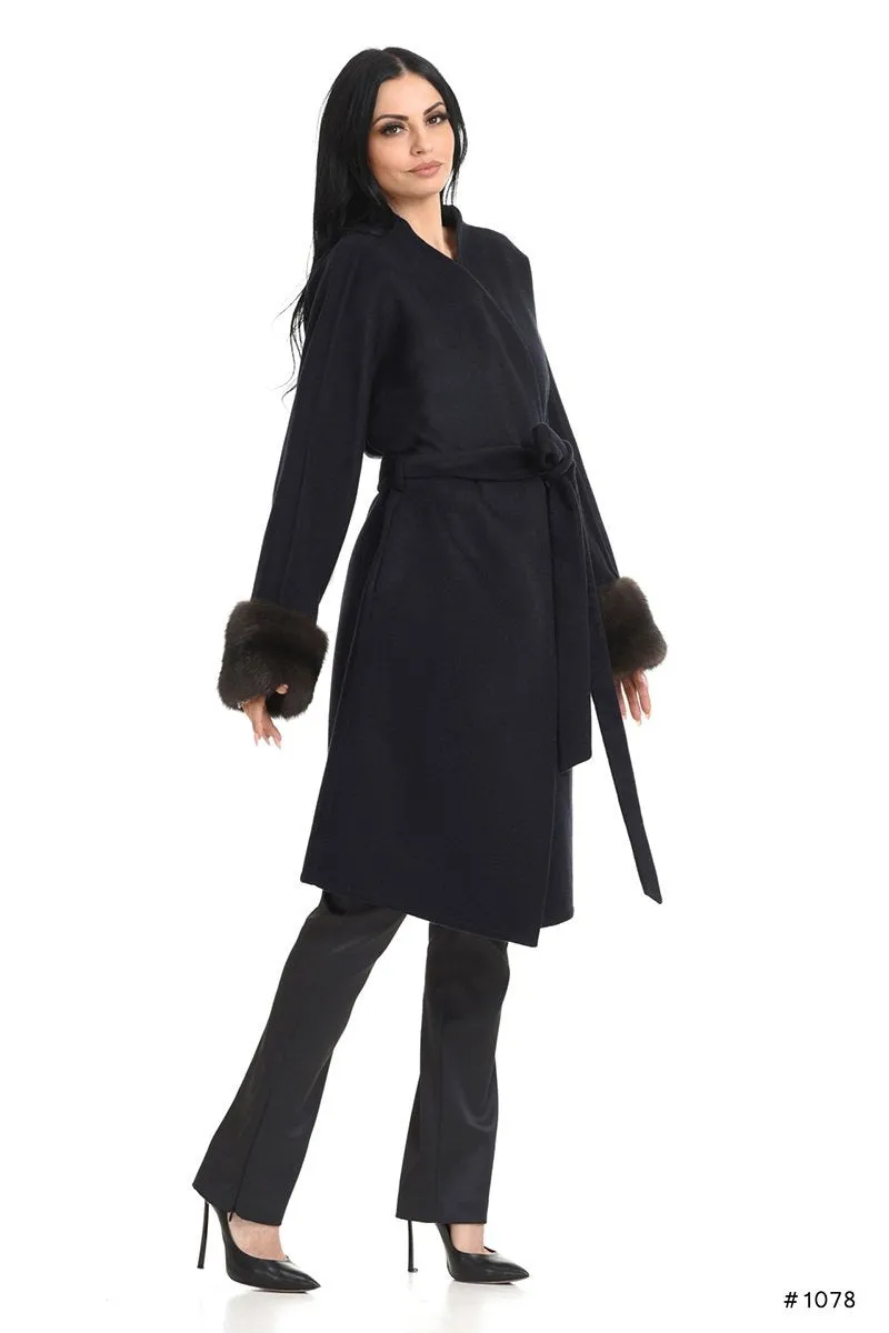 Cozy Loro Piana cashmere coat with sable cuffs