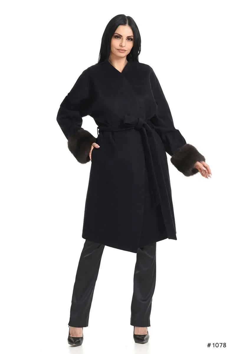 Cozy Loro Piana cashmere coat with sable cuffs