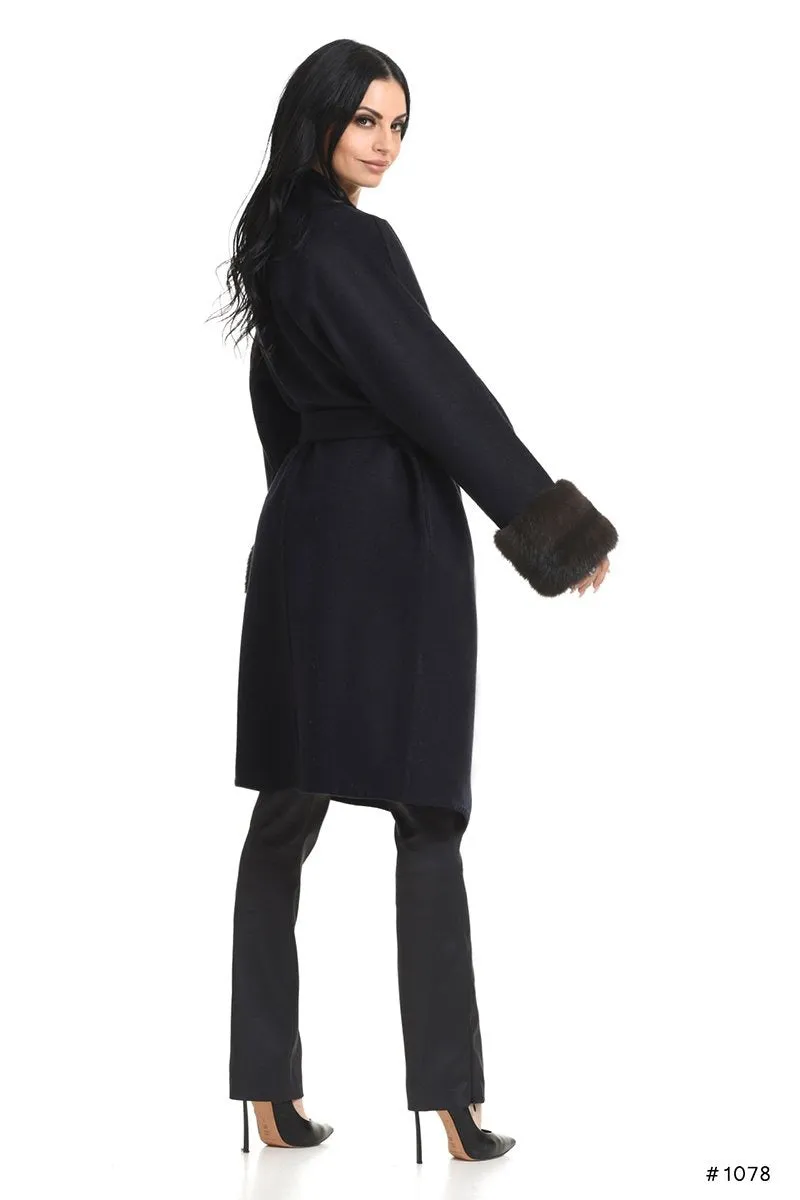 Cozy Loro Piana cashmere coat with sable cuffs