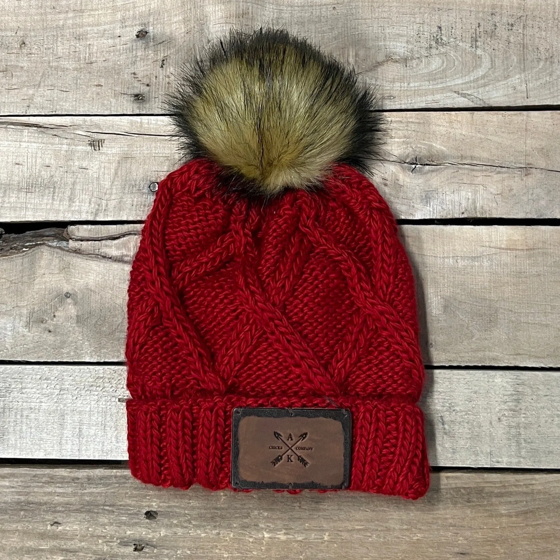 Cross Knit Faux Puff Hat