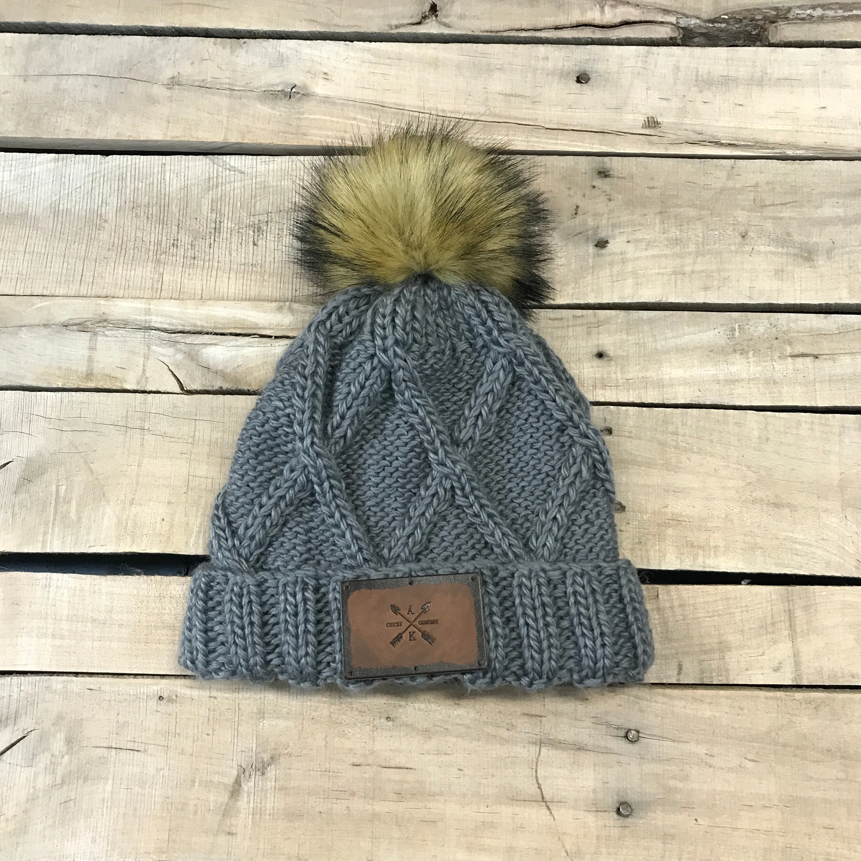 Cross Knit Faux Puff Hat