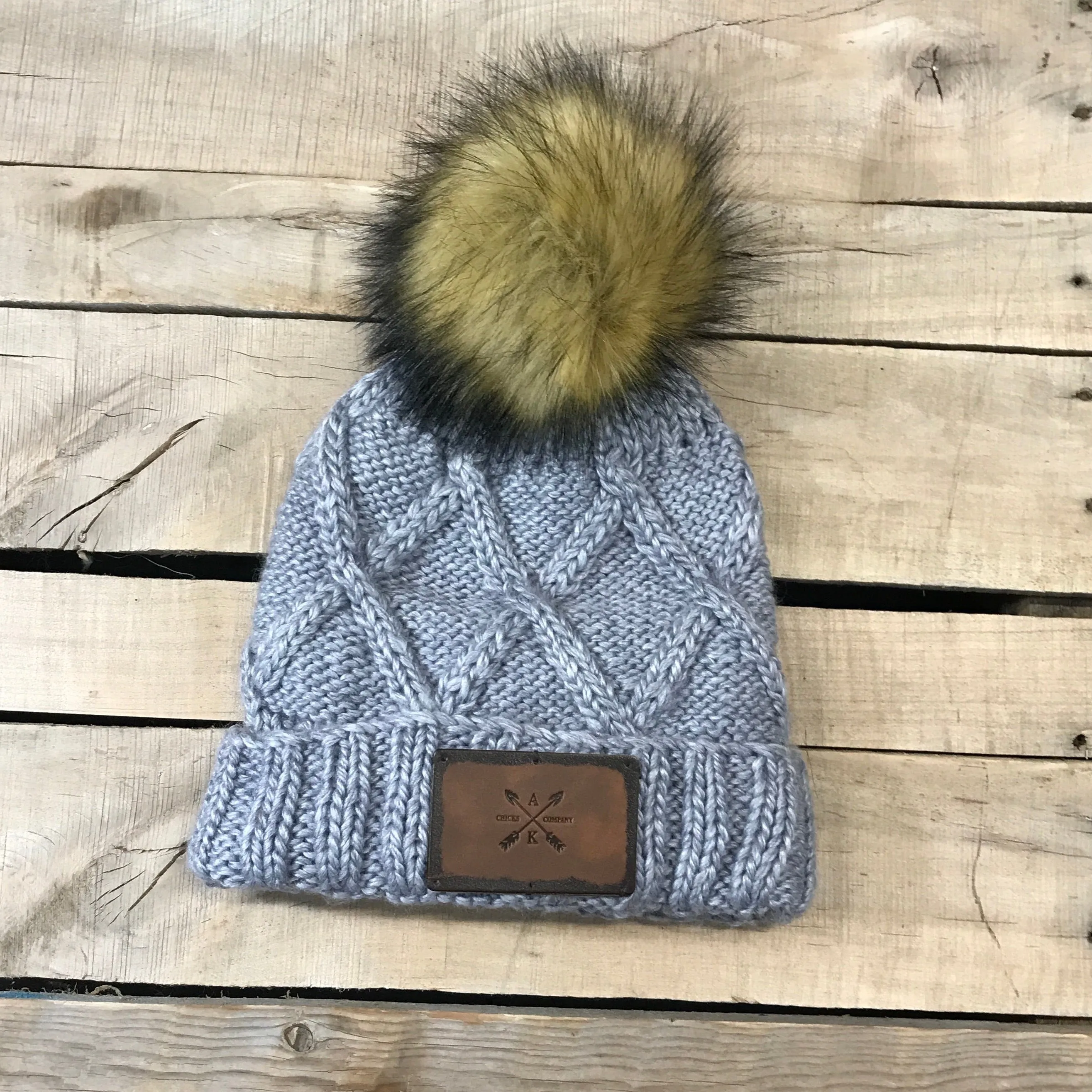 Cross Knit Faux Puff Hat