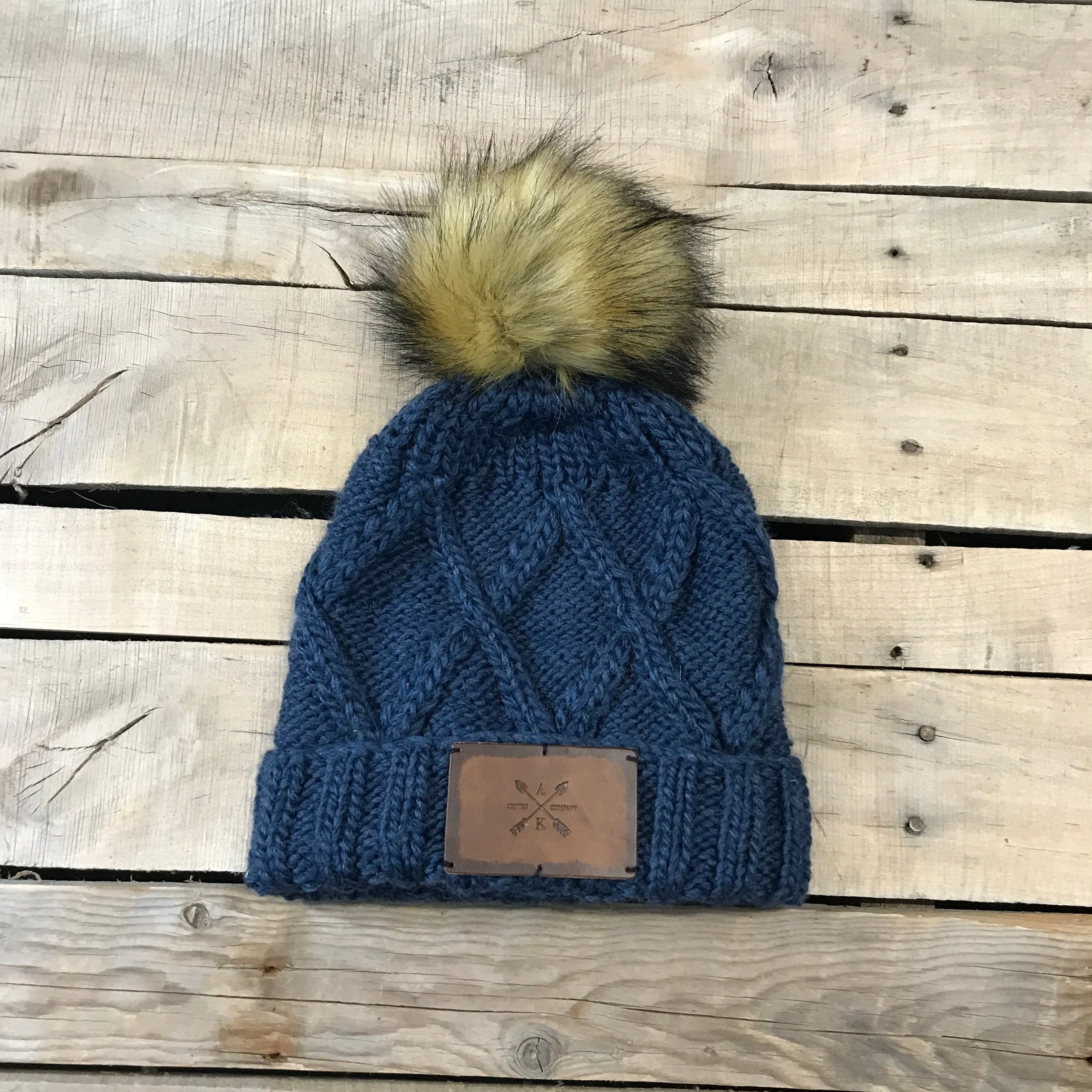 Cross Knit Faux Puff Hat