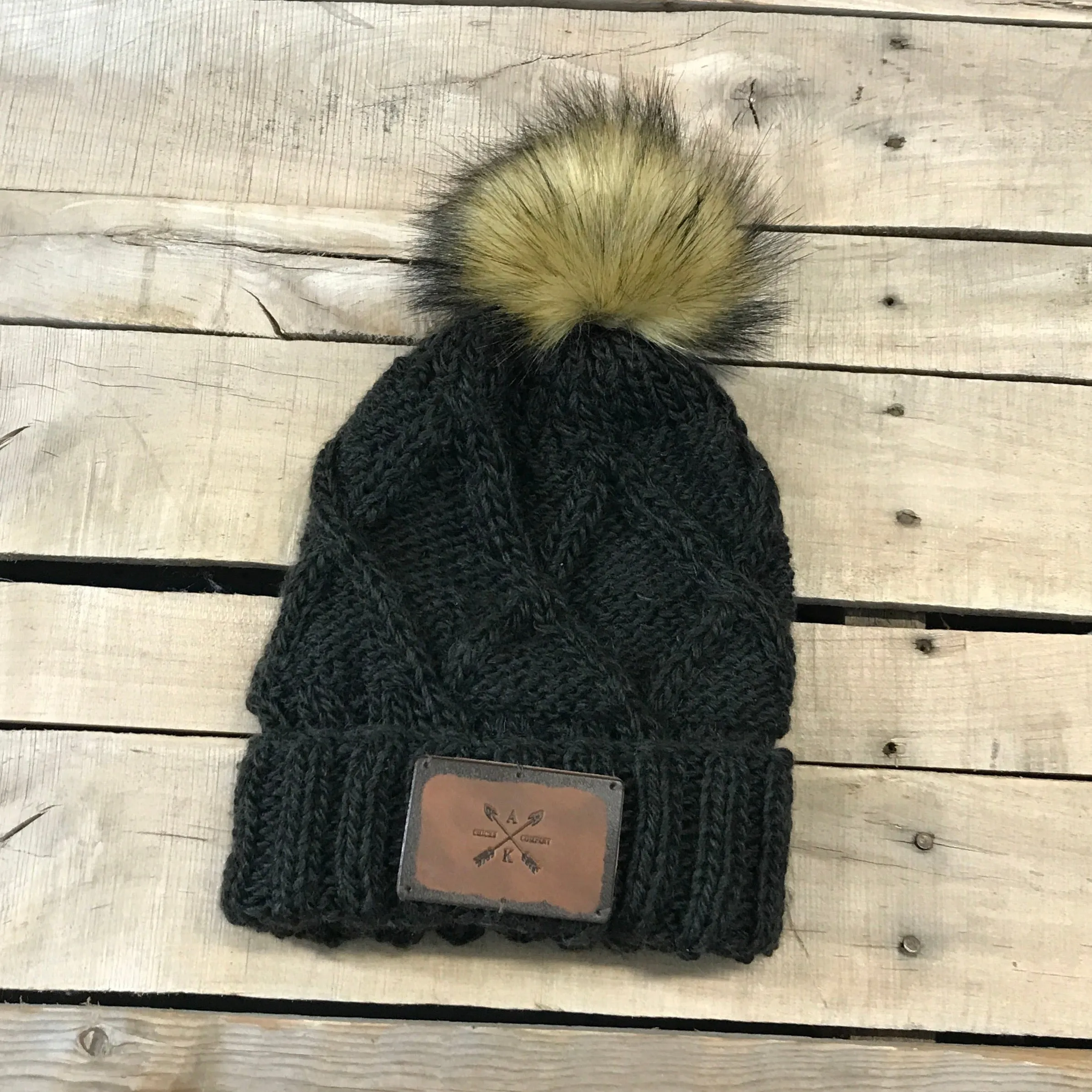 Cross Knit Faux Puff Hat