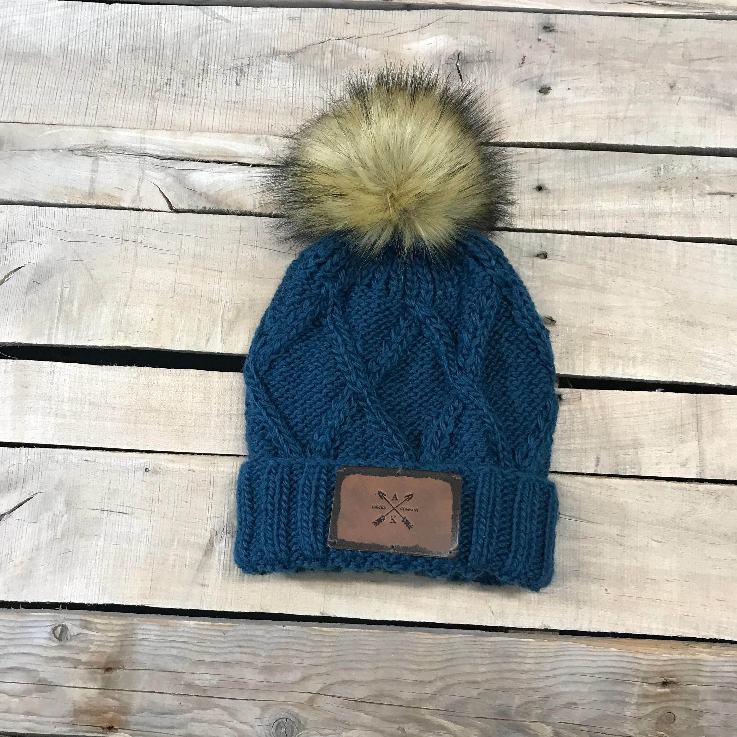 Cross Knit Faux Puff Hat