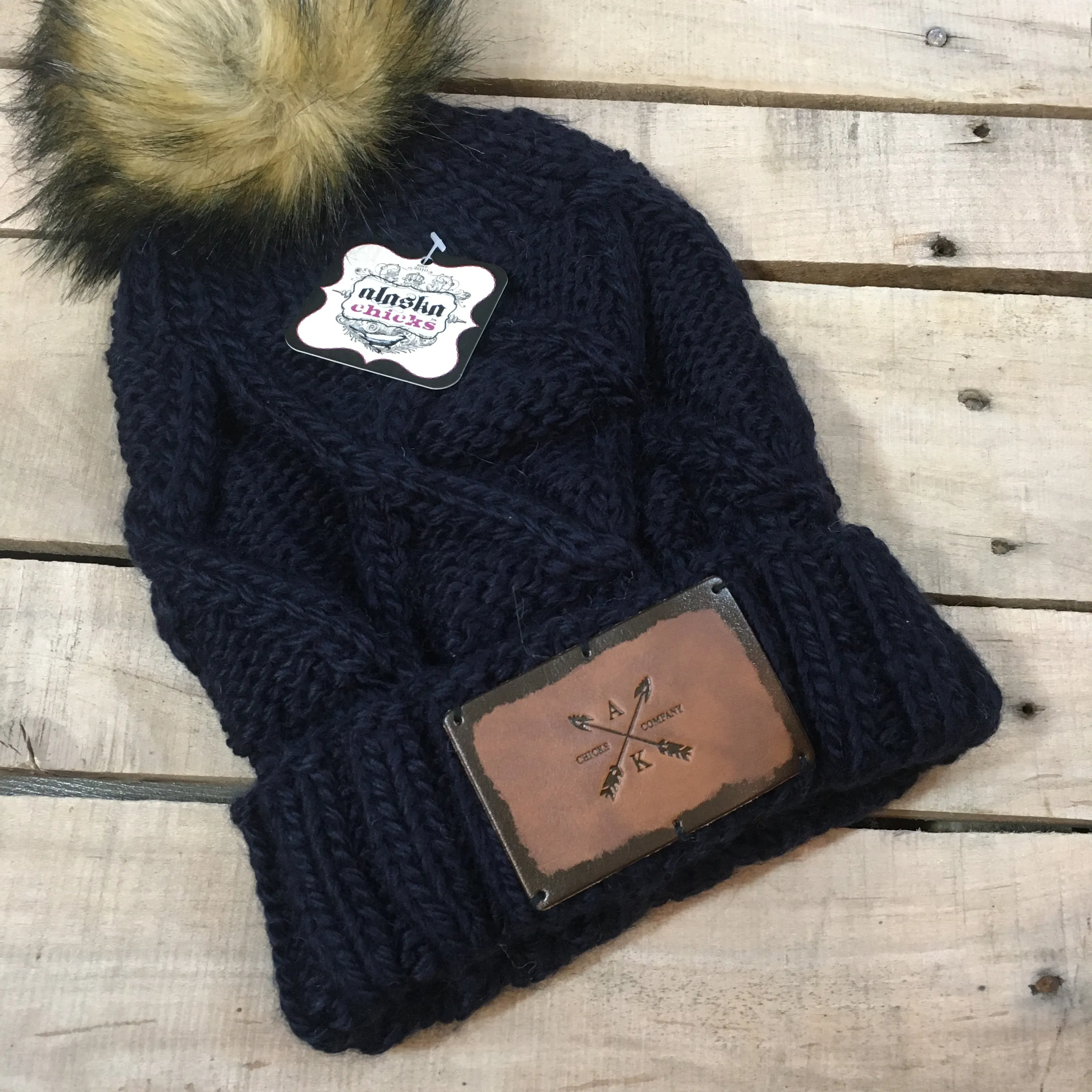 Cross Knit Faux Puff Hat