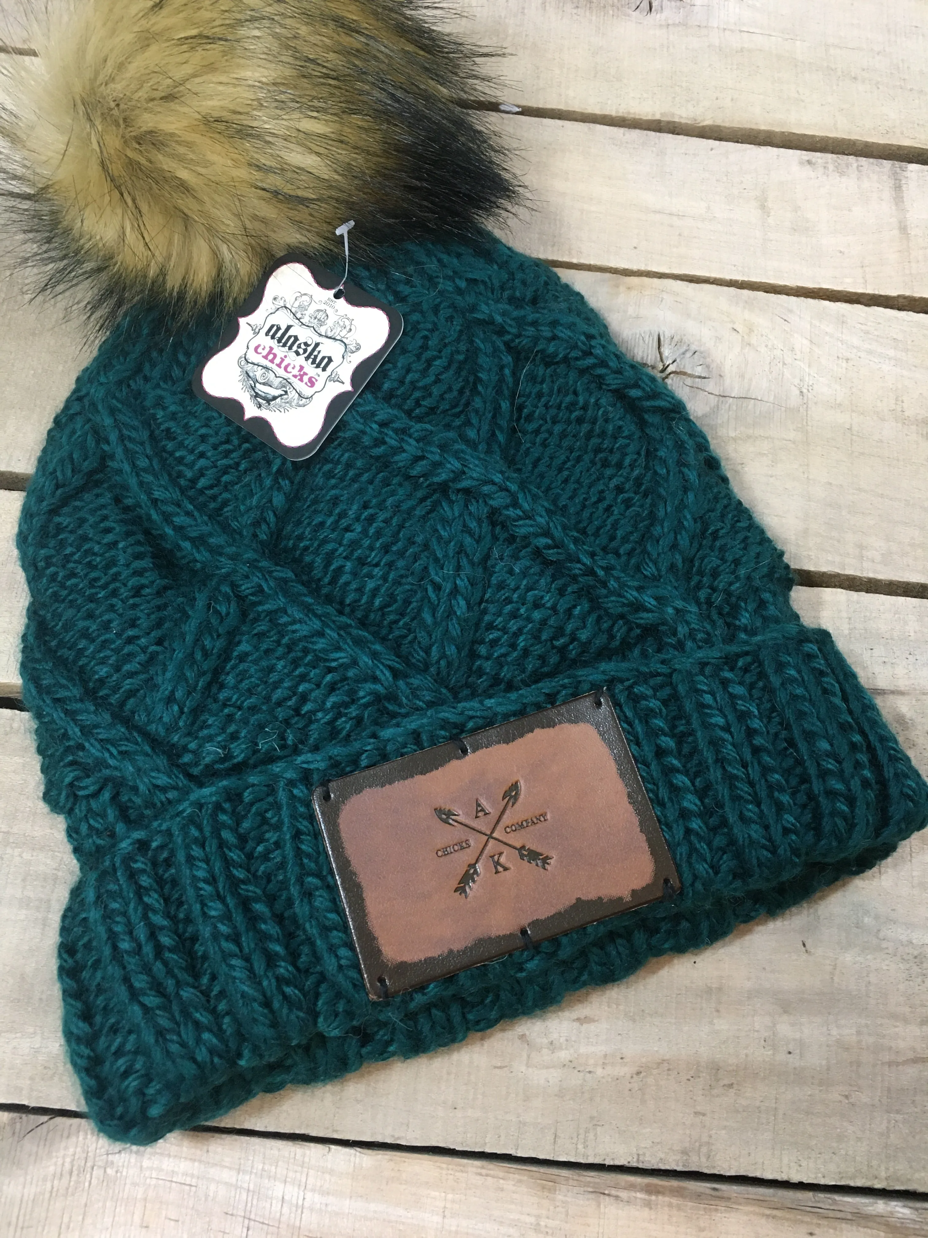 Cross Knit Faux Puff Hat