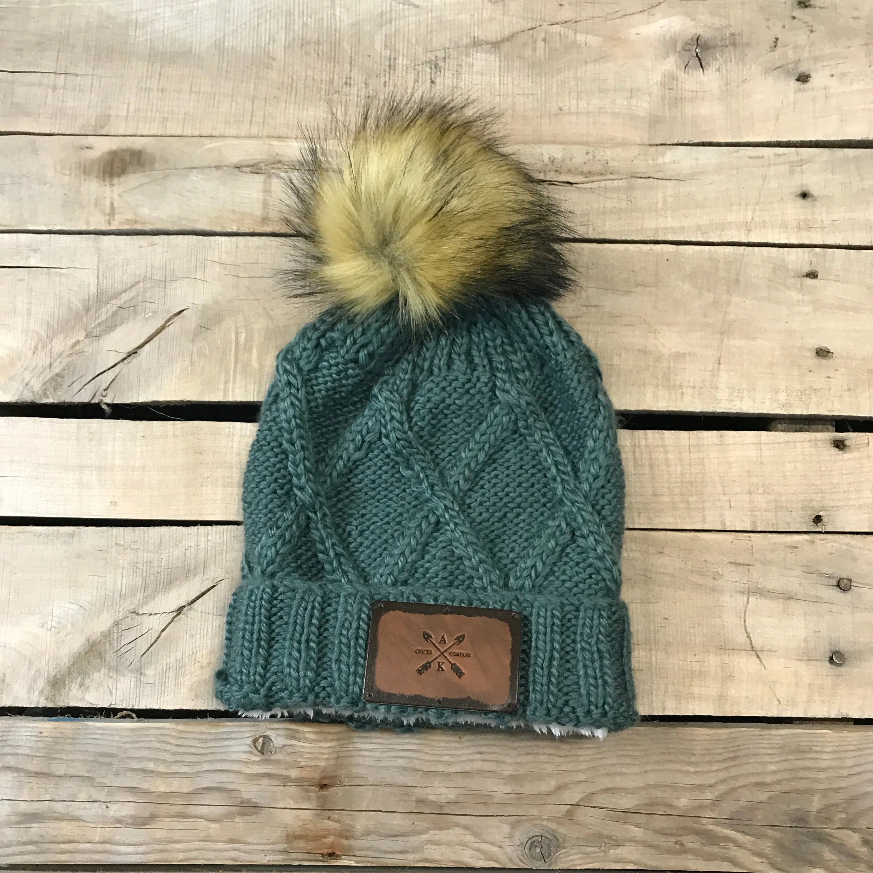 Cross Knit Faux Puff Hat