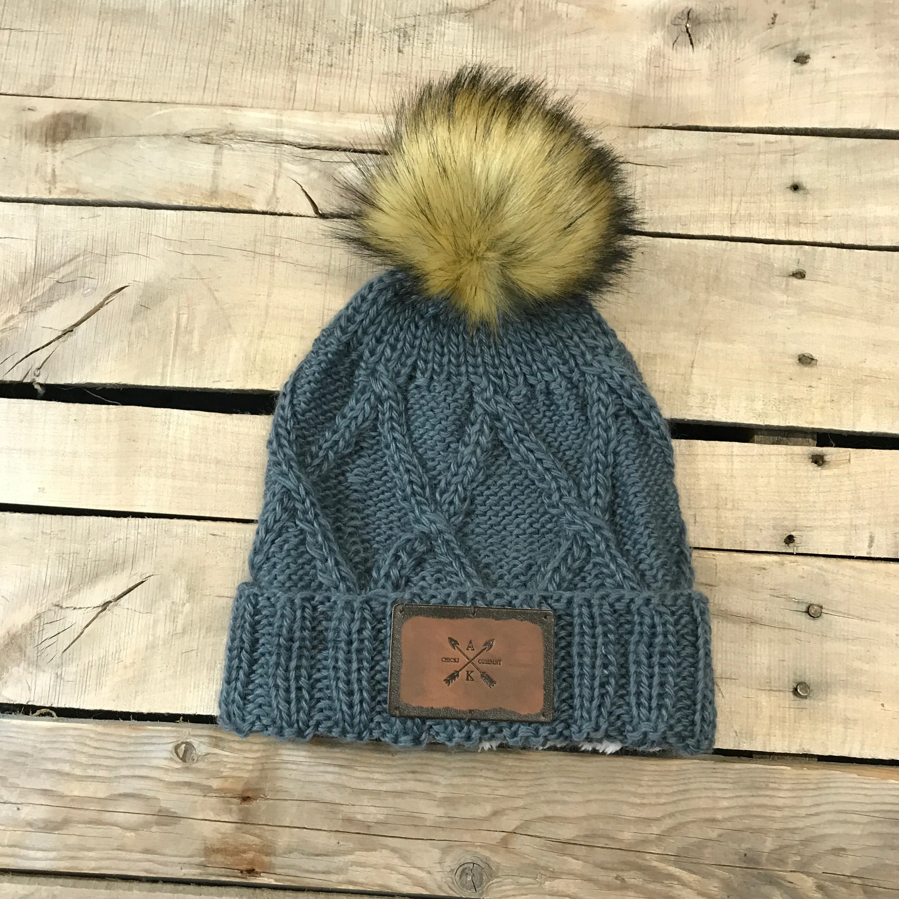 Cross Knit Faux Puff Hat