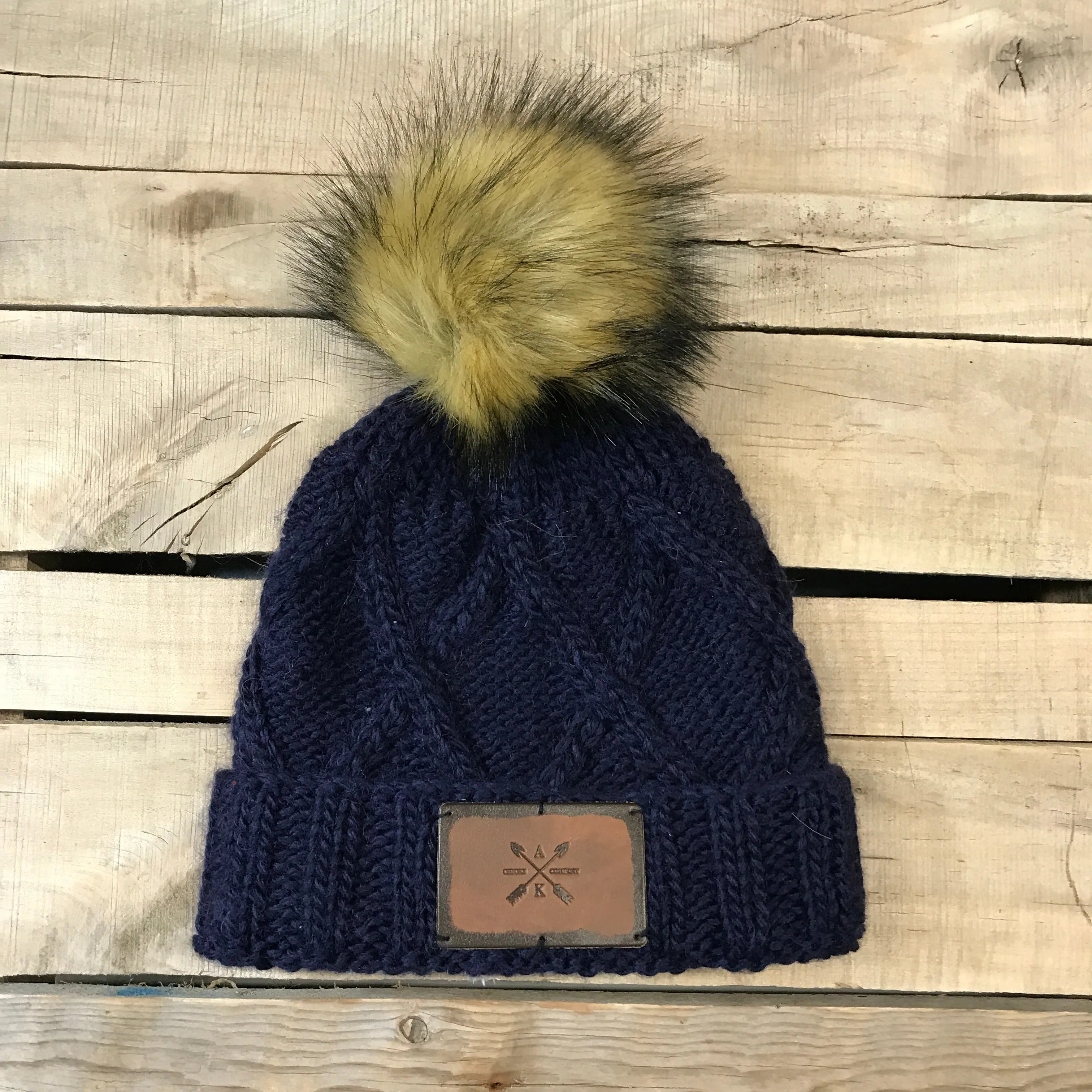 Cross Knit Faux Puff Hat