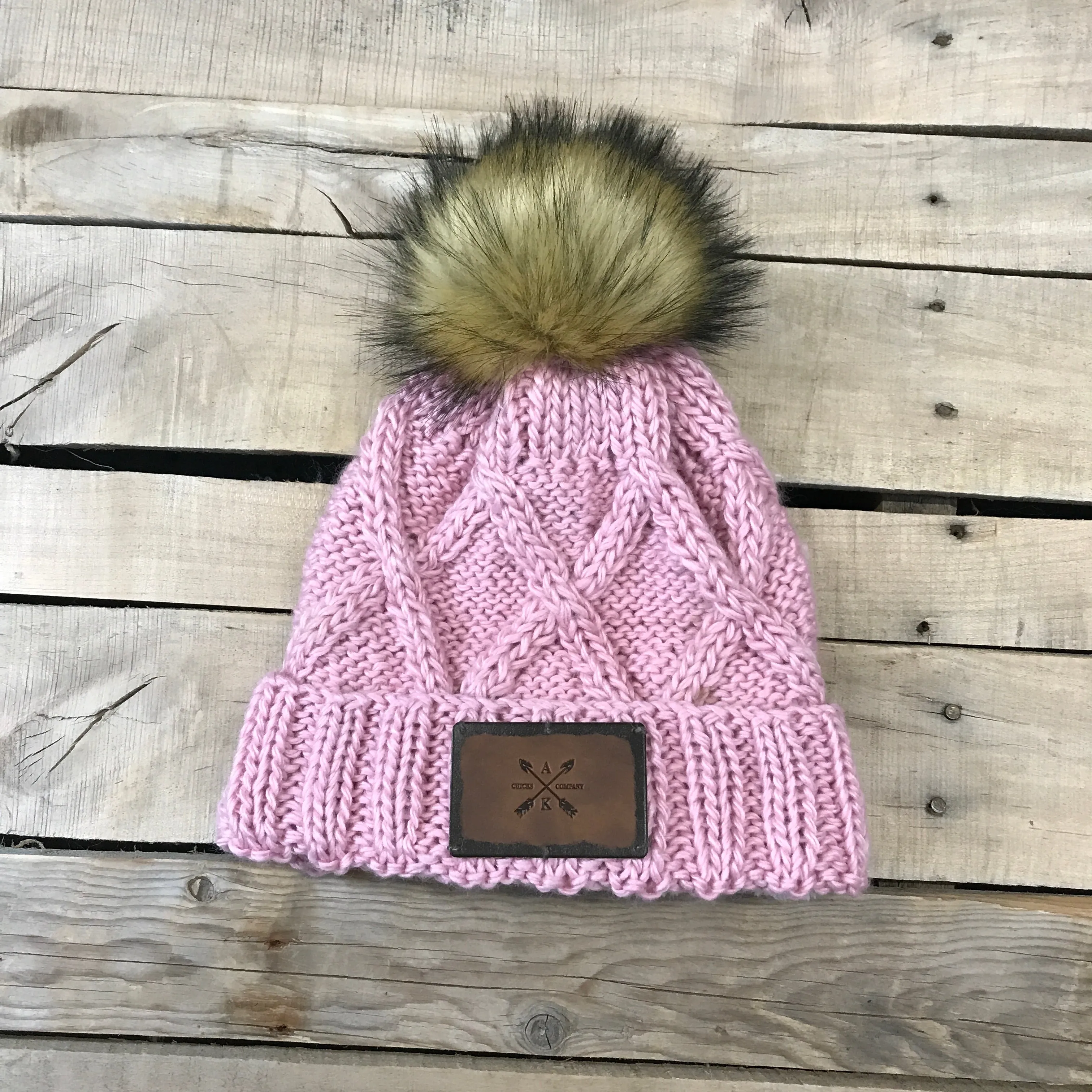 Cross Knit Faux Puff Hat