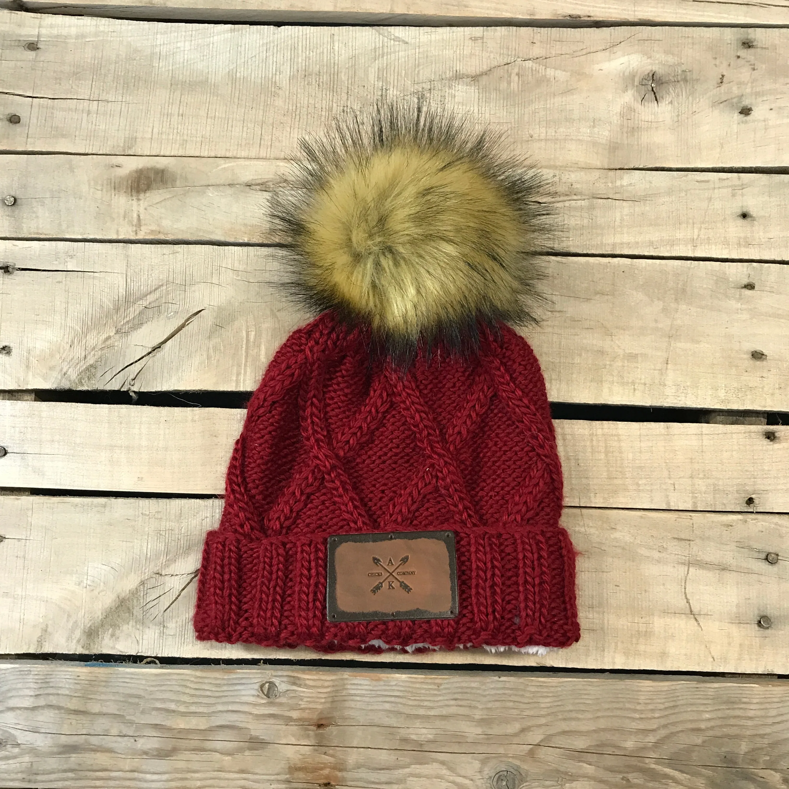 Cross Knit Faux Puff Hat