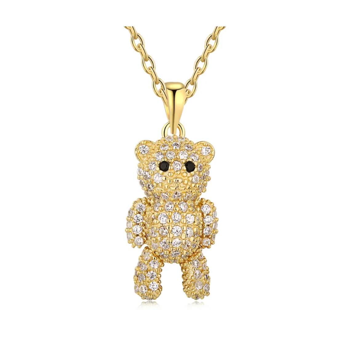 Crystal Bear Charm Necklace