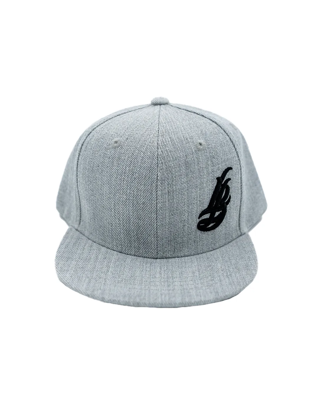 Cursive LB Black On Heather Grey Youth Snapback