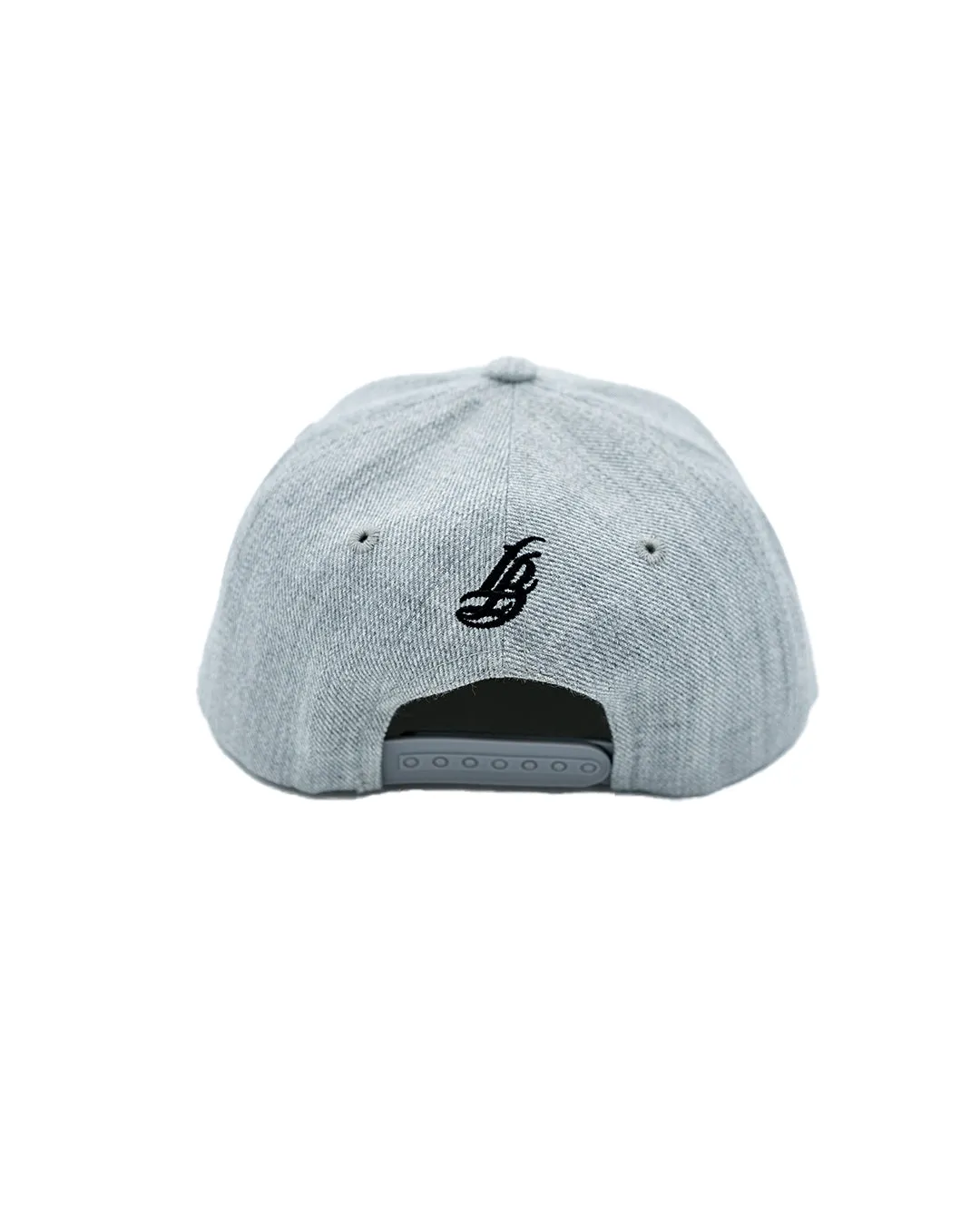 Cursive LB Black On Heather Grey Youth Snapback