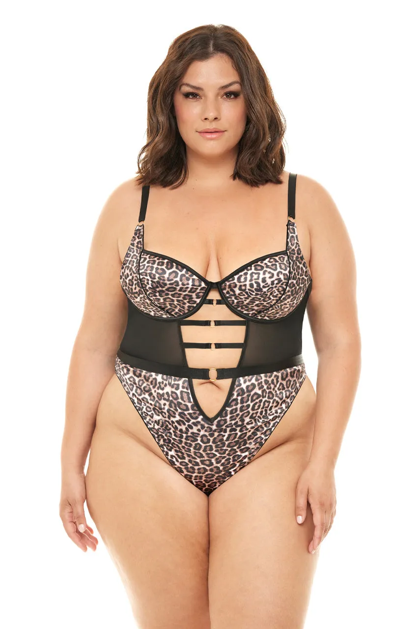 Curvy Journee Leopard Teddy - LEOPARD/BLACK