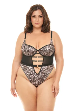 Curvy Journee Leopard Teddy - LEOPARD/BLACK