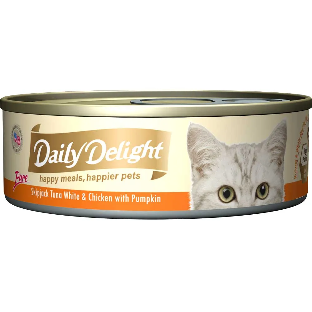 Daily Delight Pure Skipjack Tuna White & Chicken with Pumpkin Canned Cat Food 80g