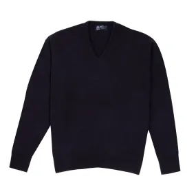 Dark Navy Tobermorey 4ply V-Neck Cashmere Sweater