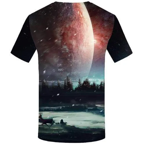 Deer T shirts Men Moon Shirt Print Animal Tshirts Casual Forest T shirts Funny Harajuku Tshirt Printed Short Sleeve Fashion Mens