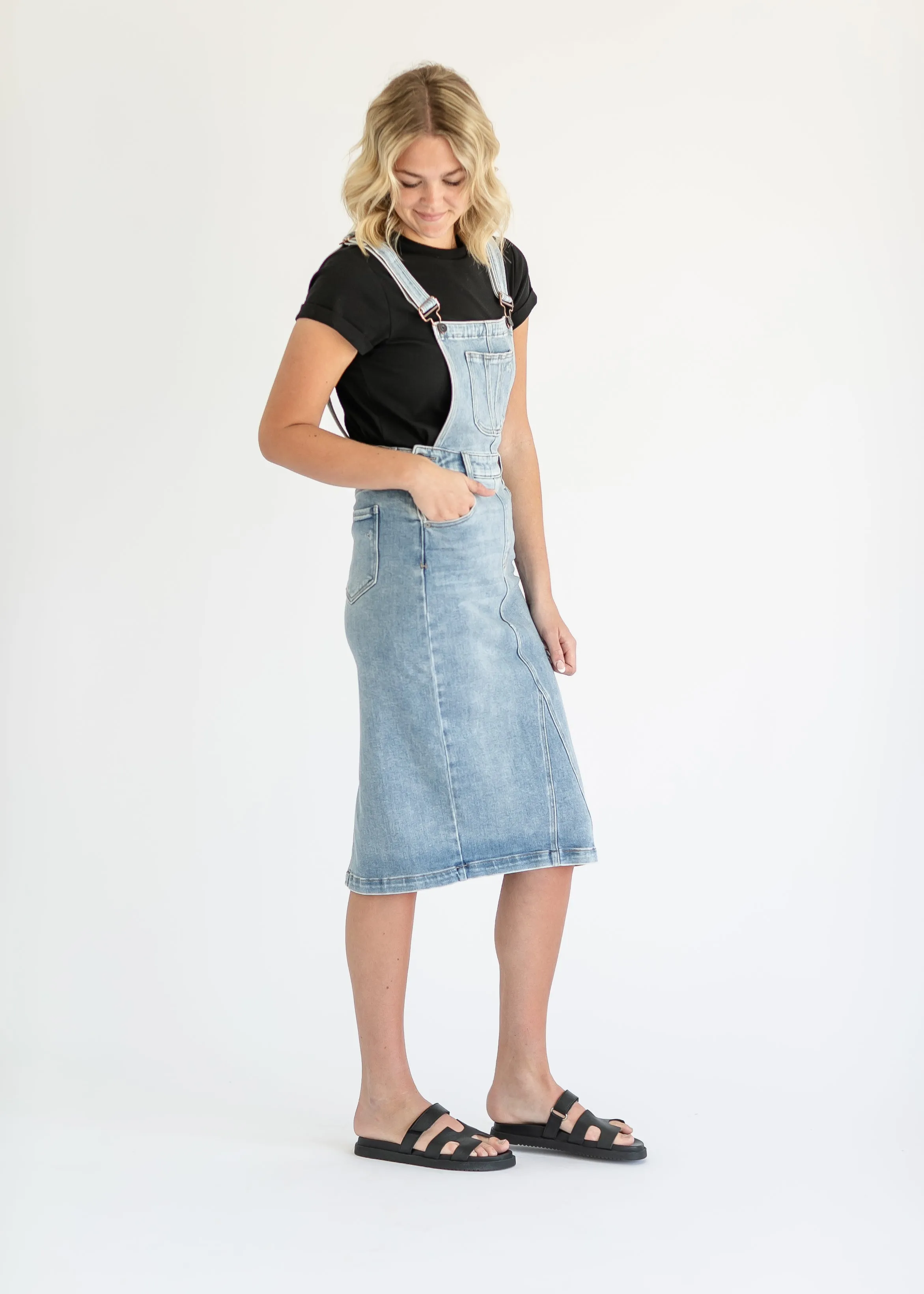 Denim Overall Jumper Midi Dress - FINAL SALE