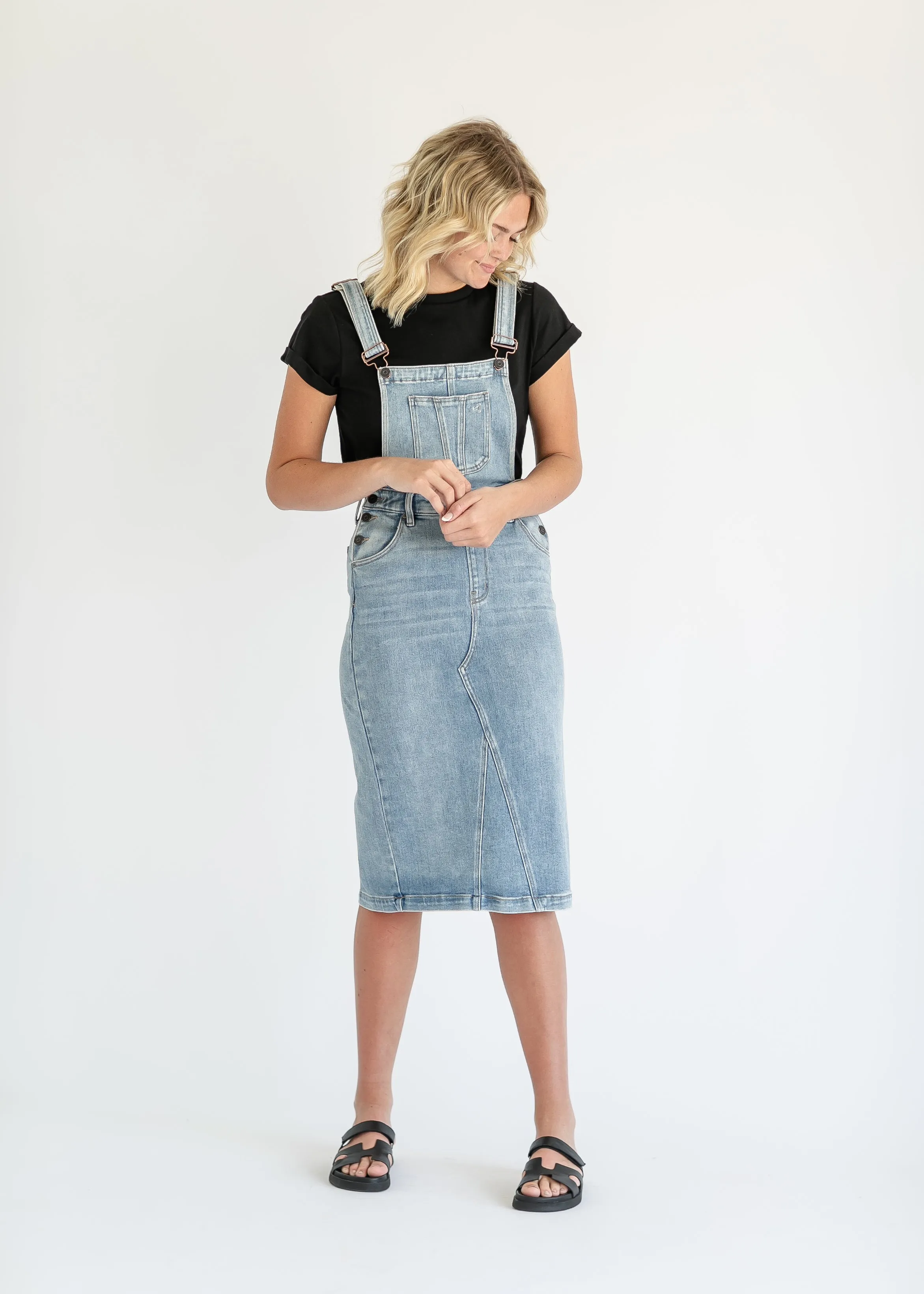 Denim Overall Jumper Midi Dress - FINAL SALE