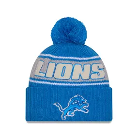 Detroit Lions NFL New Era Men's Light Blue 2024 Sideline Sport Knit Pom Hat