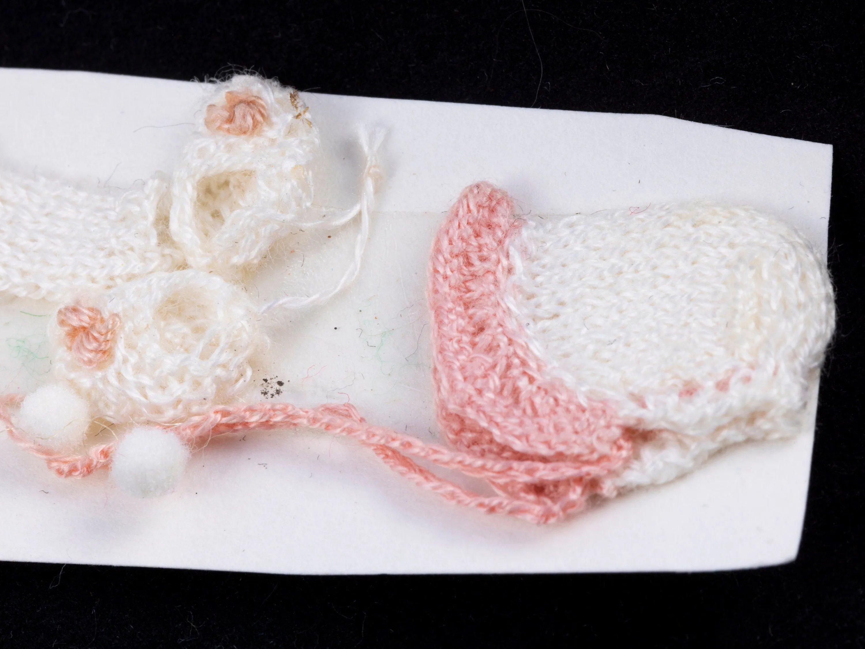 Dollhouse Miniatures ~ Hand Knit Baby Outfit with Sweater, Bonnet & Booties, Vtg.