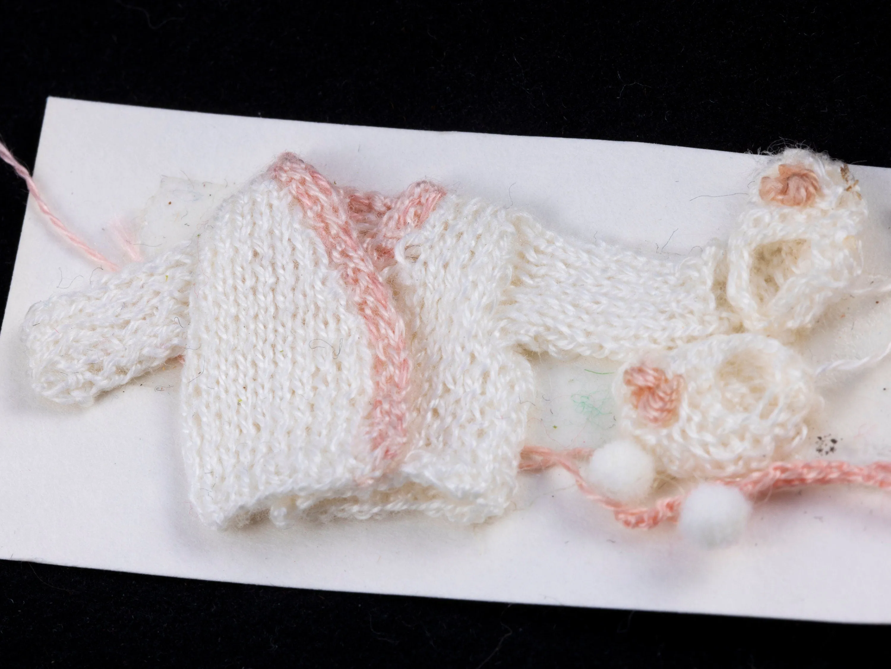 Dollhouse Miniatures ~ Hand Knit Baby Outfit with Sweater, Bonnet & Booties, Vtg.