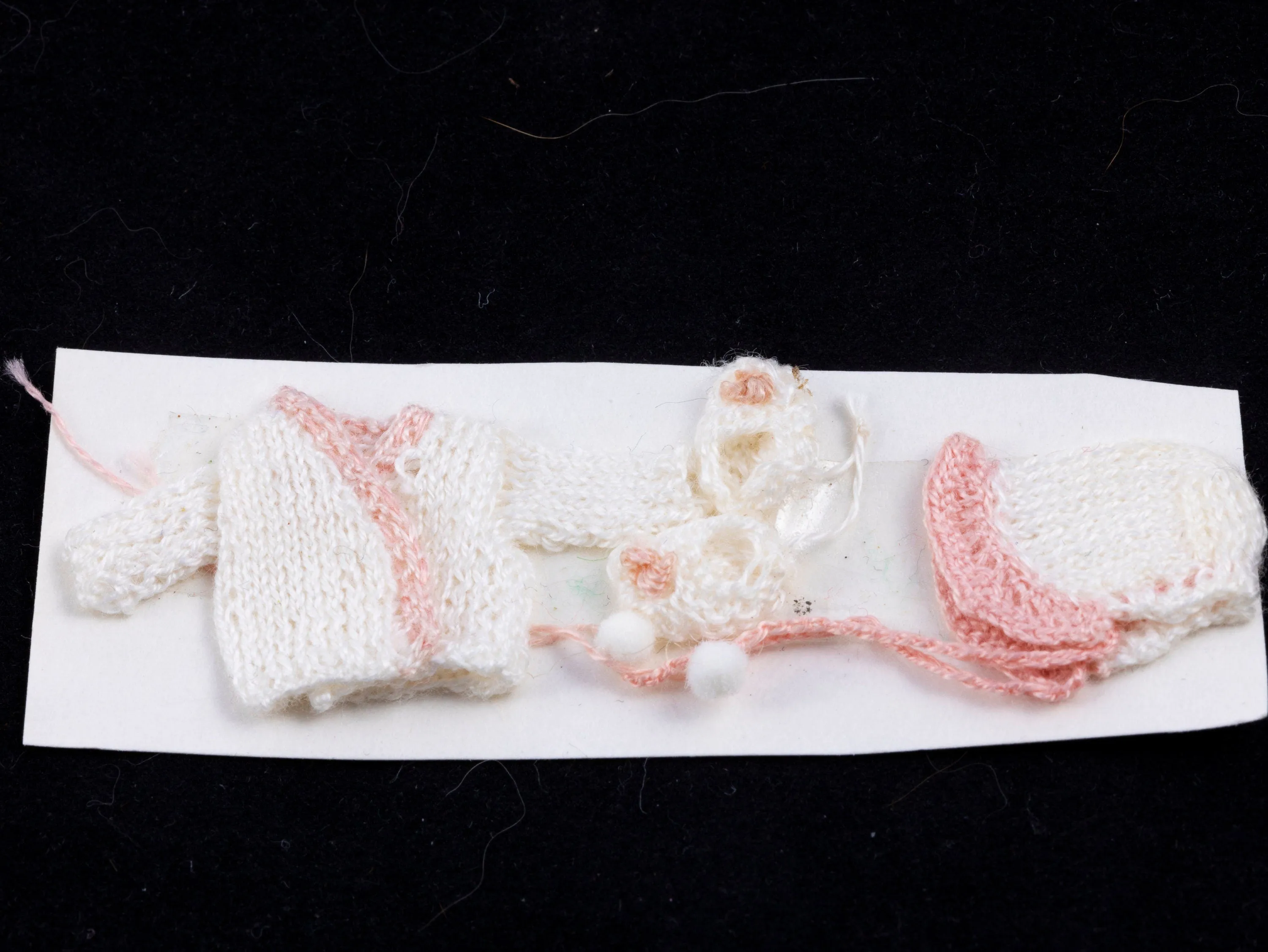 Dollhouse Miniatures ~ Hand Knit Baby Outfit with Sweater, Bonnet & Booties, Vtg.