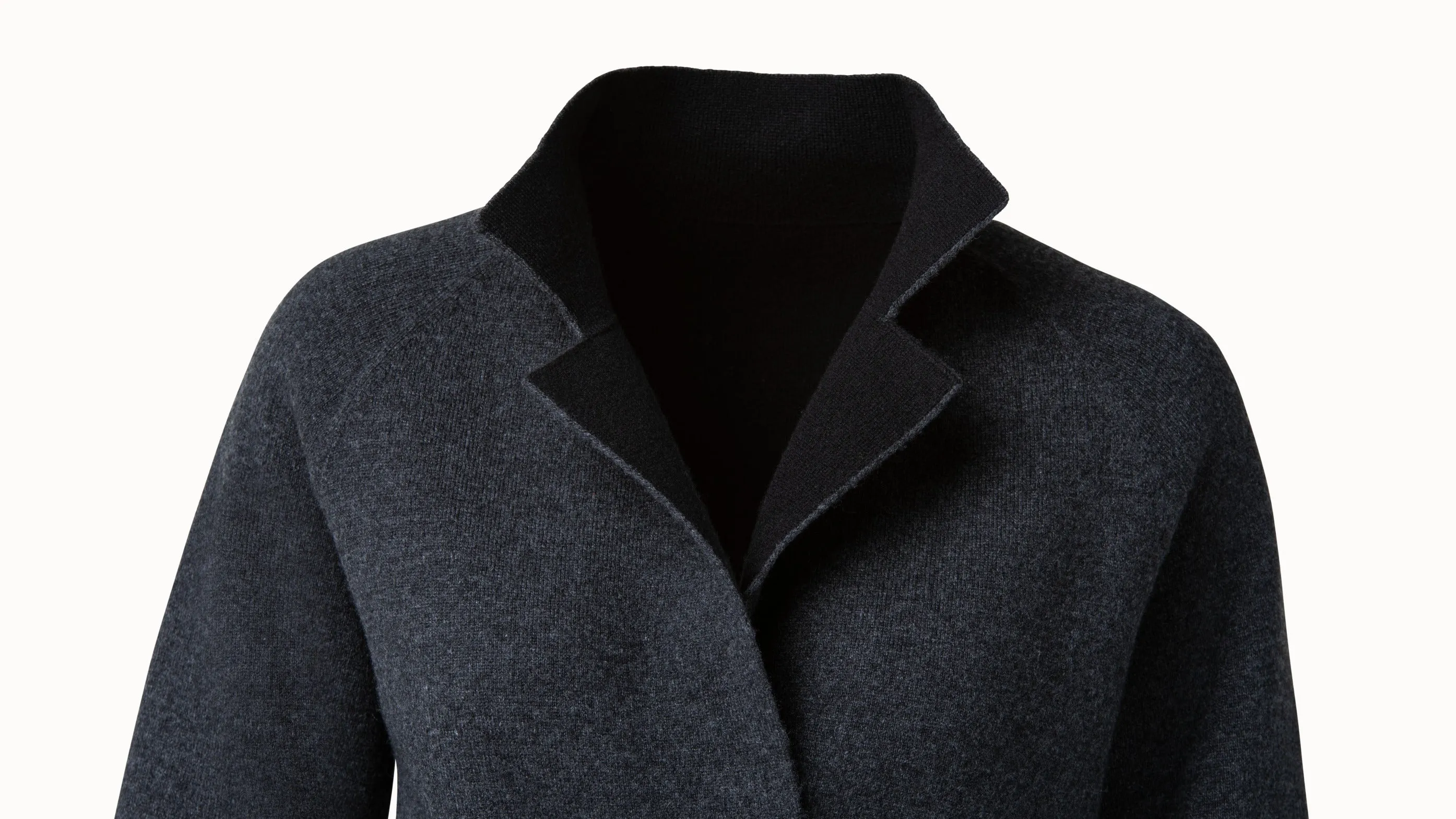 Double-face Knit Coat in Cashmere with Stand Up Collar