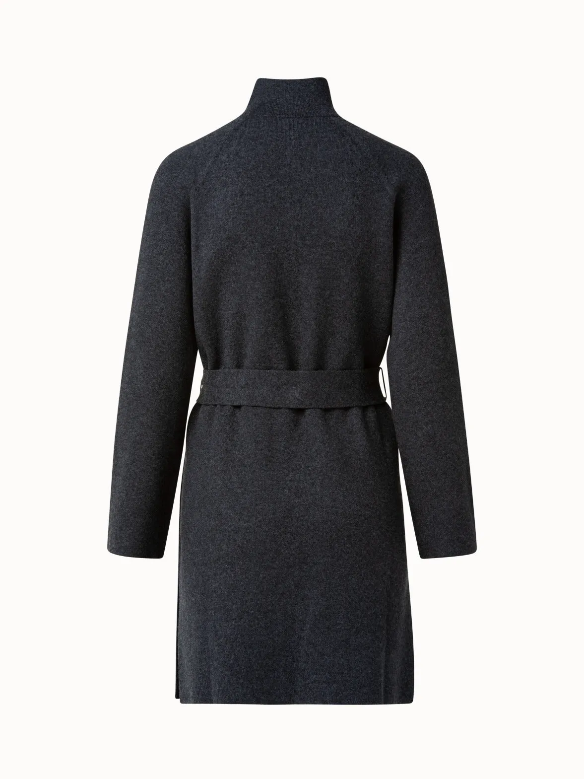 Double-face Knit Coat in Cashmere with Stand Up Collar