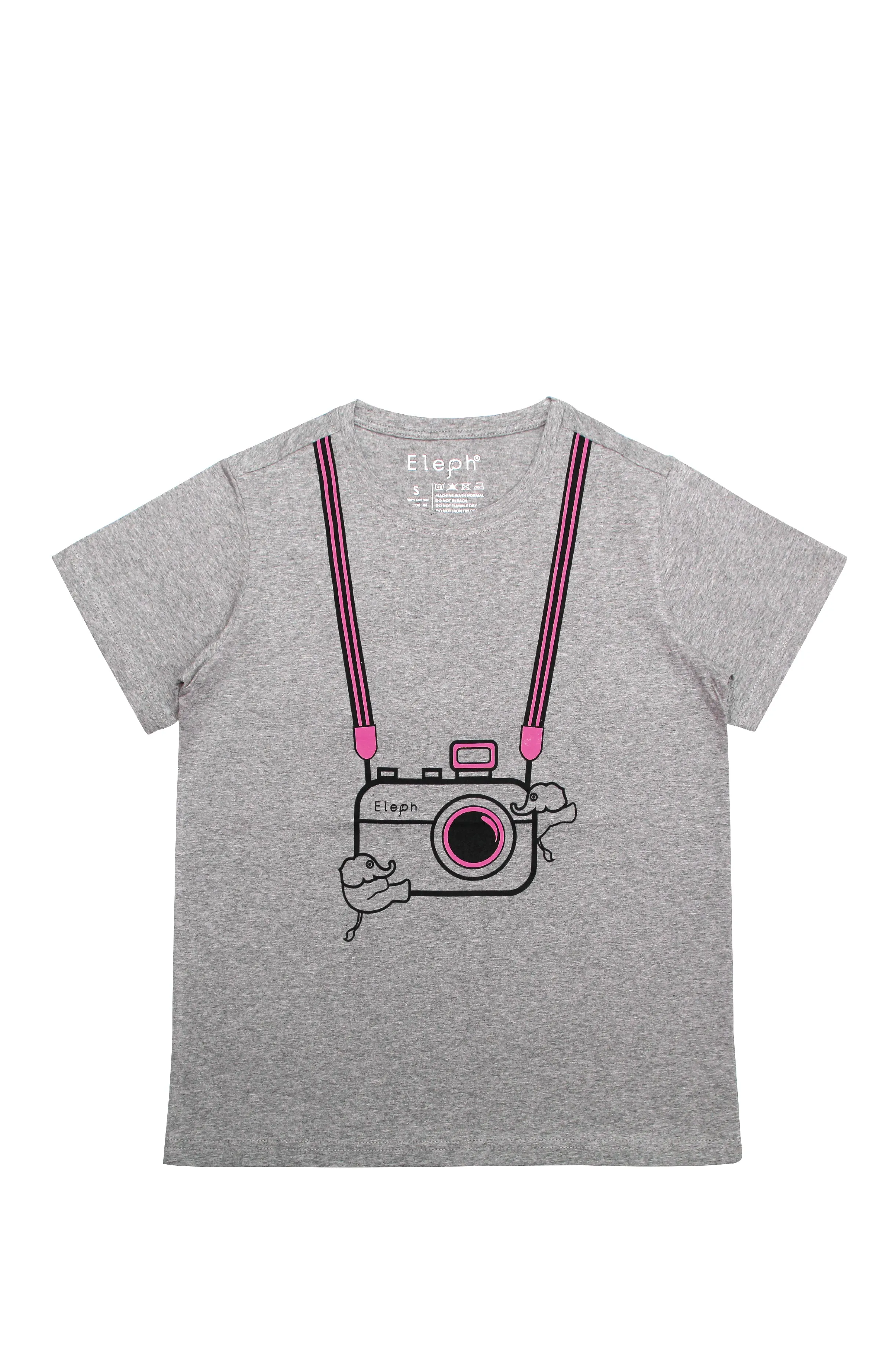 ELEPH T-SHIRT CAMERA : Grey / Pink