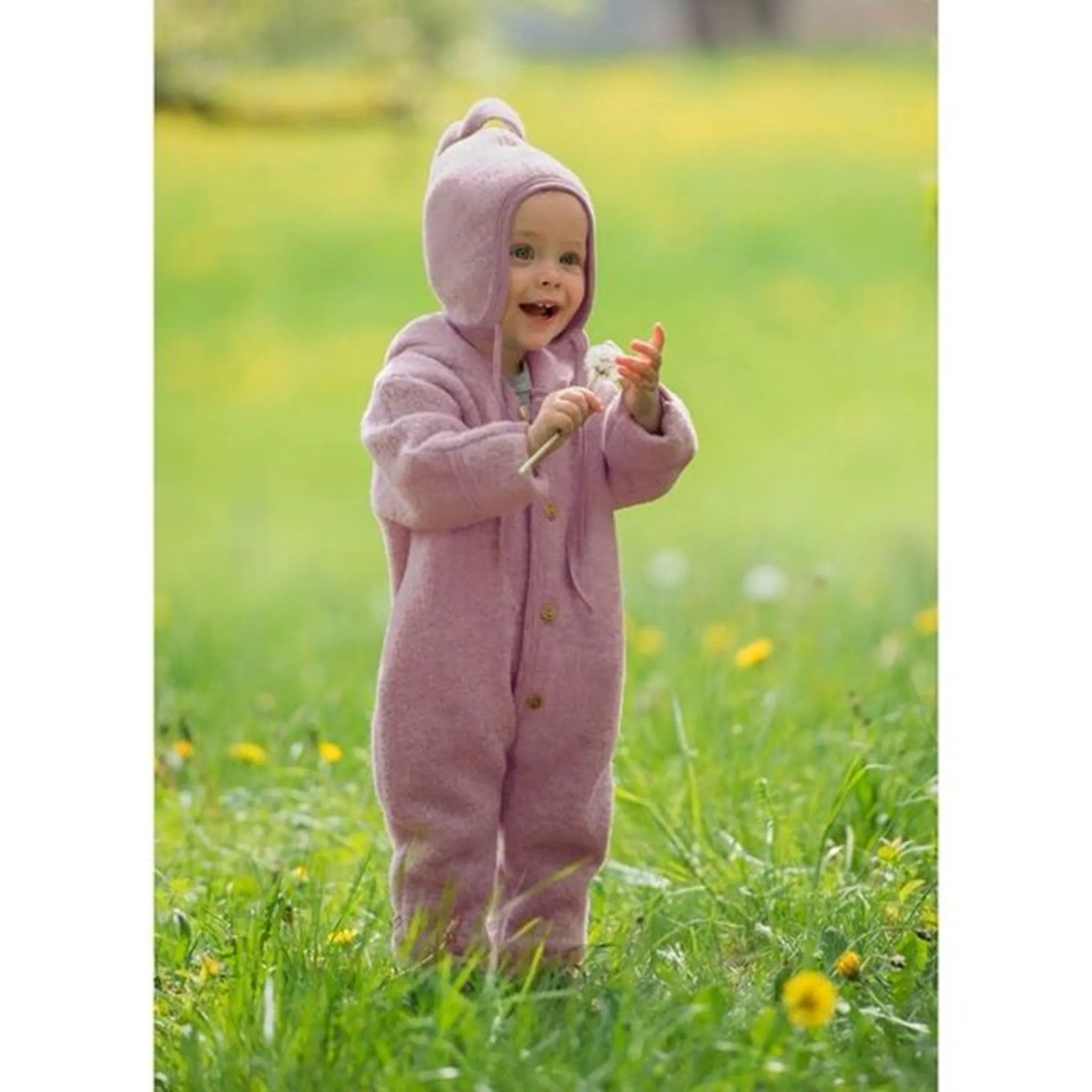 Engel Hooded Overall w. Buttons Rosewood Mélange