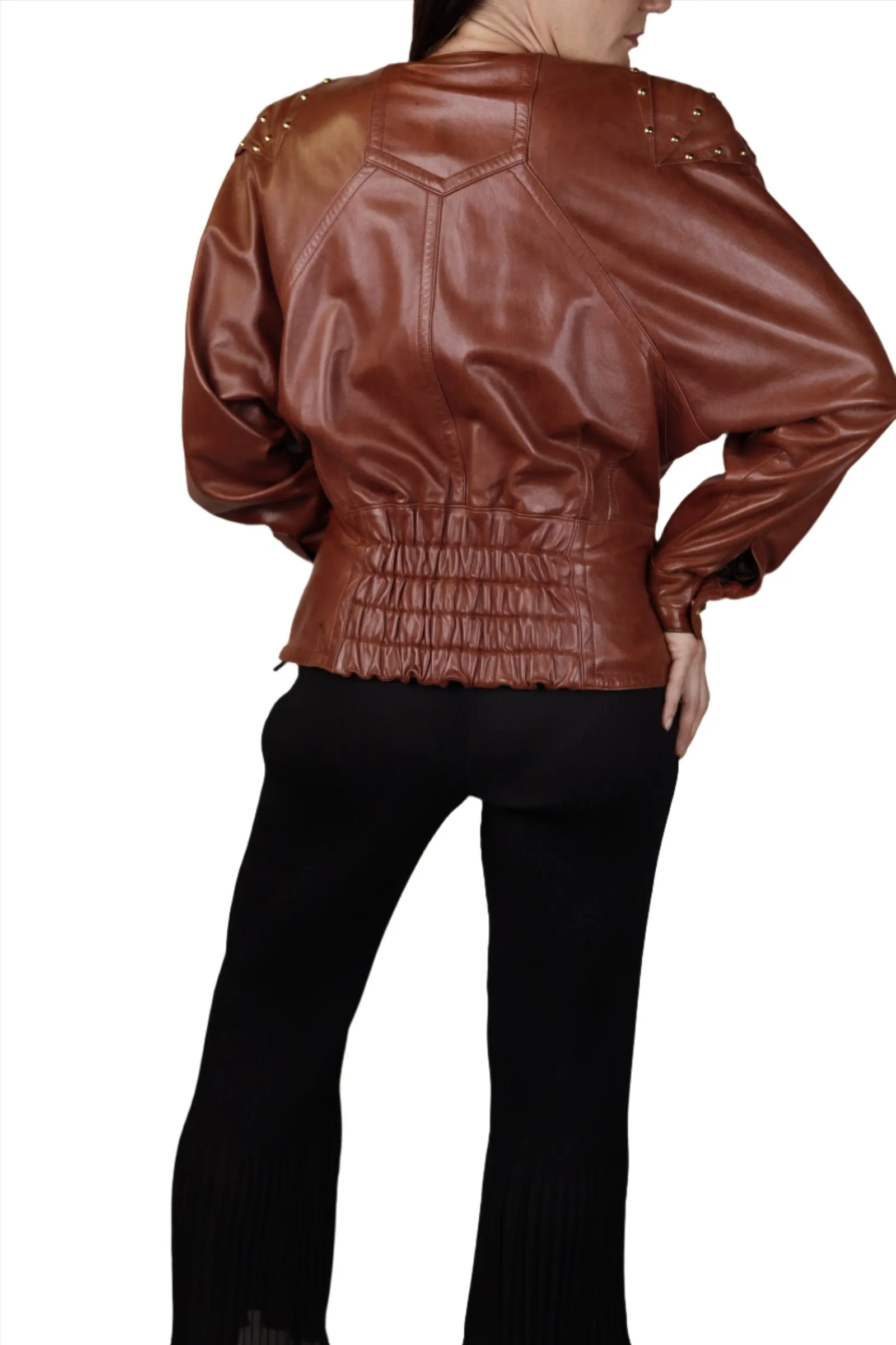 Escada  Brown Leather Jacket 1980s