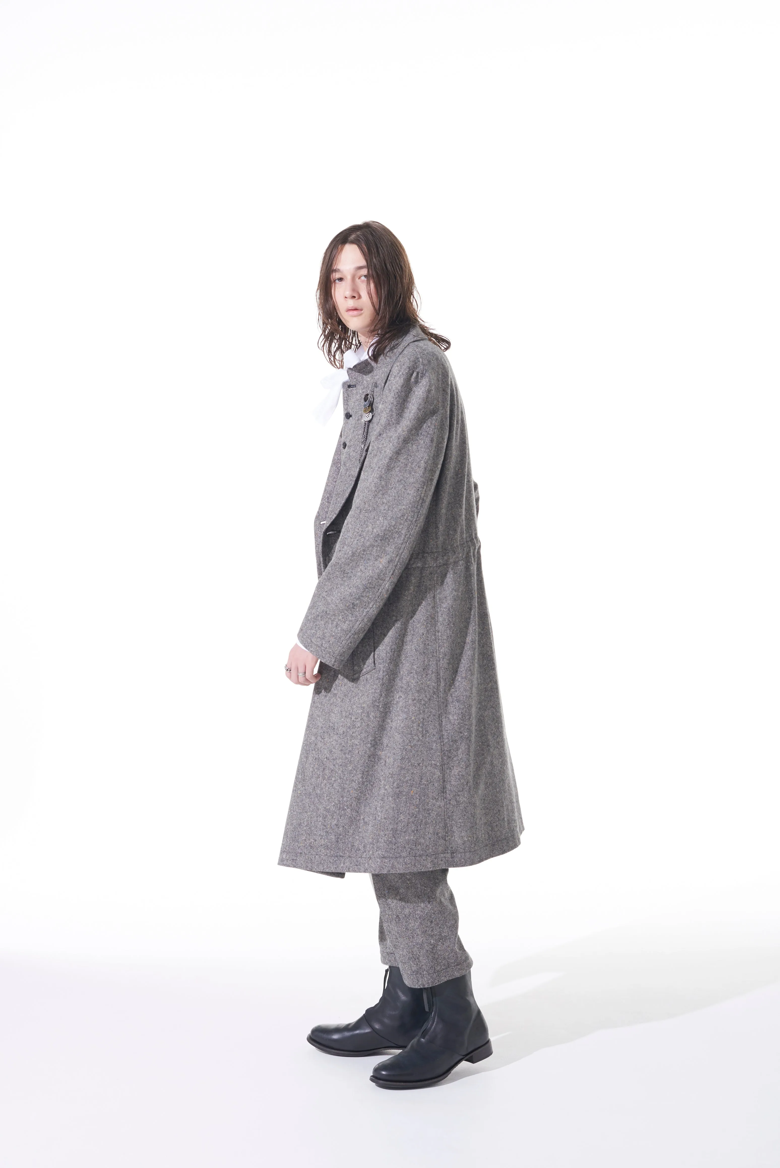 ETERMINE NEP TWEED SHAWL COLLAR DOUBLE COAT