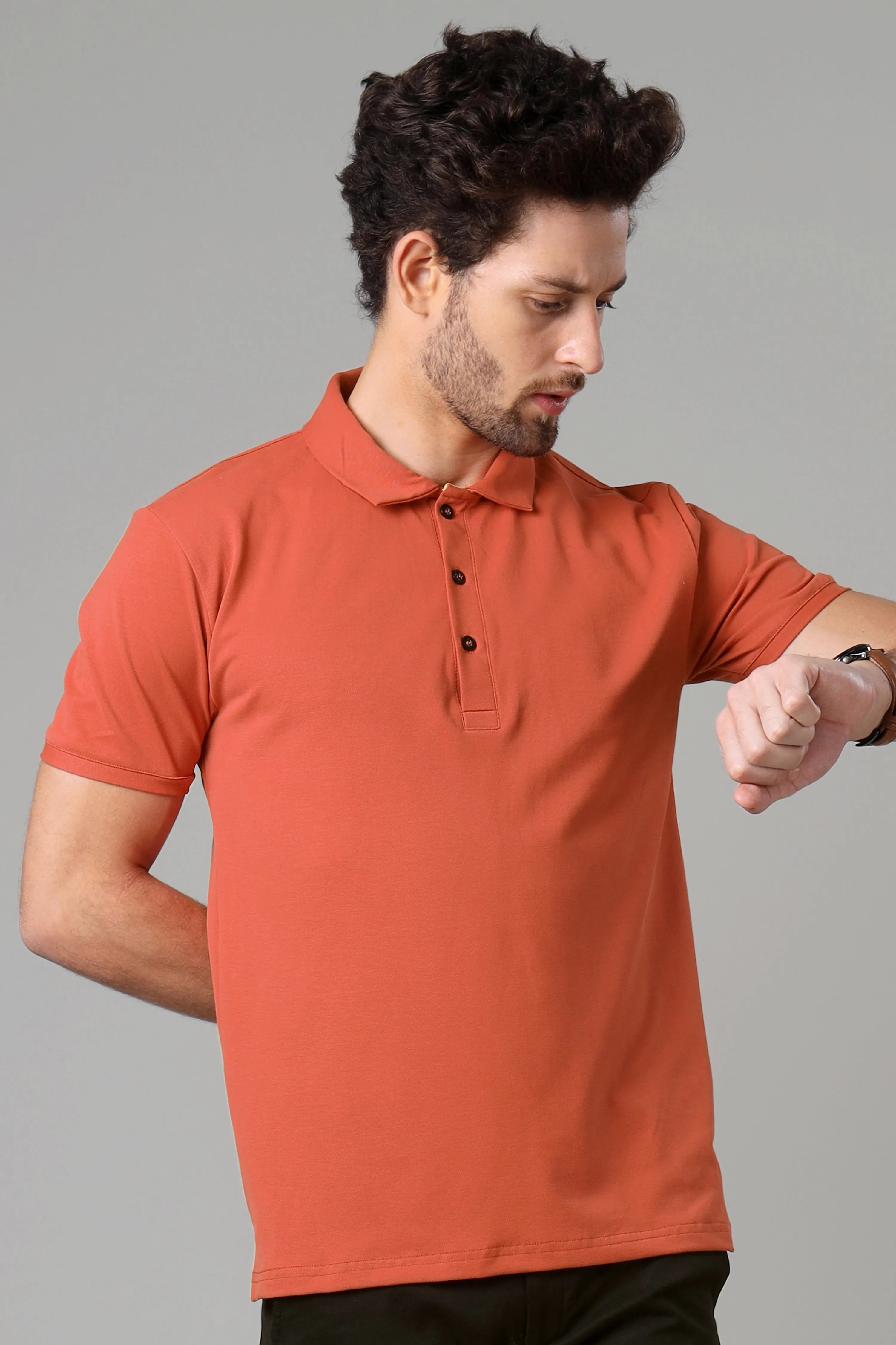 Exclusive Burnt Orange Polo T-Shirt For Men