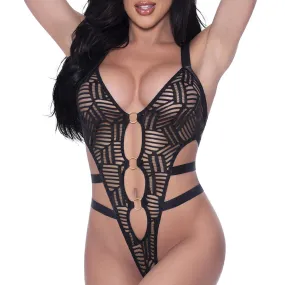 Exposed Rude Awakening Strappy Keyhole Cutout Teddy