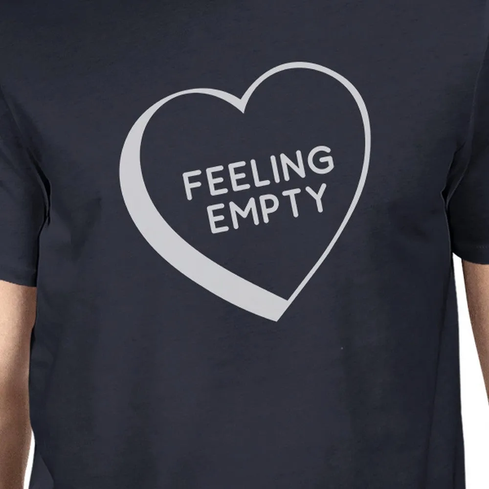 Feeling Empty Heart Mens Navy Crewneck Cotton TShirt Unique Graphic