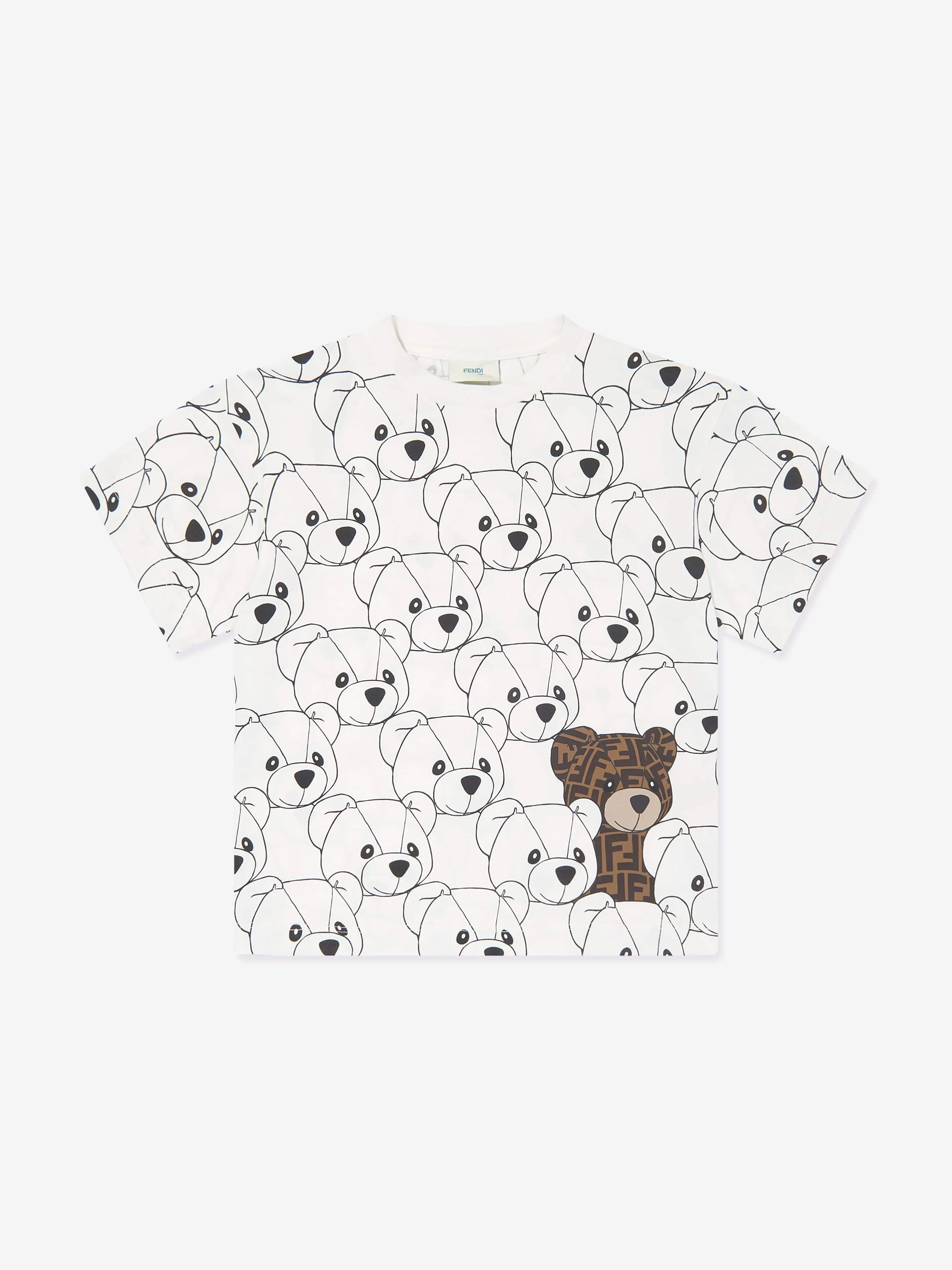 Fendi Kids FF Teddy Bear T-Shirt in White