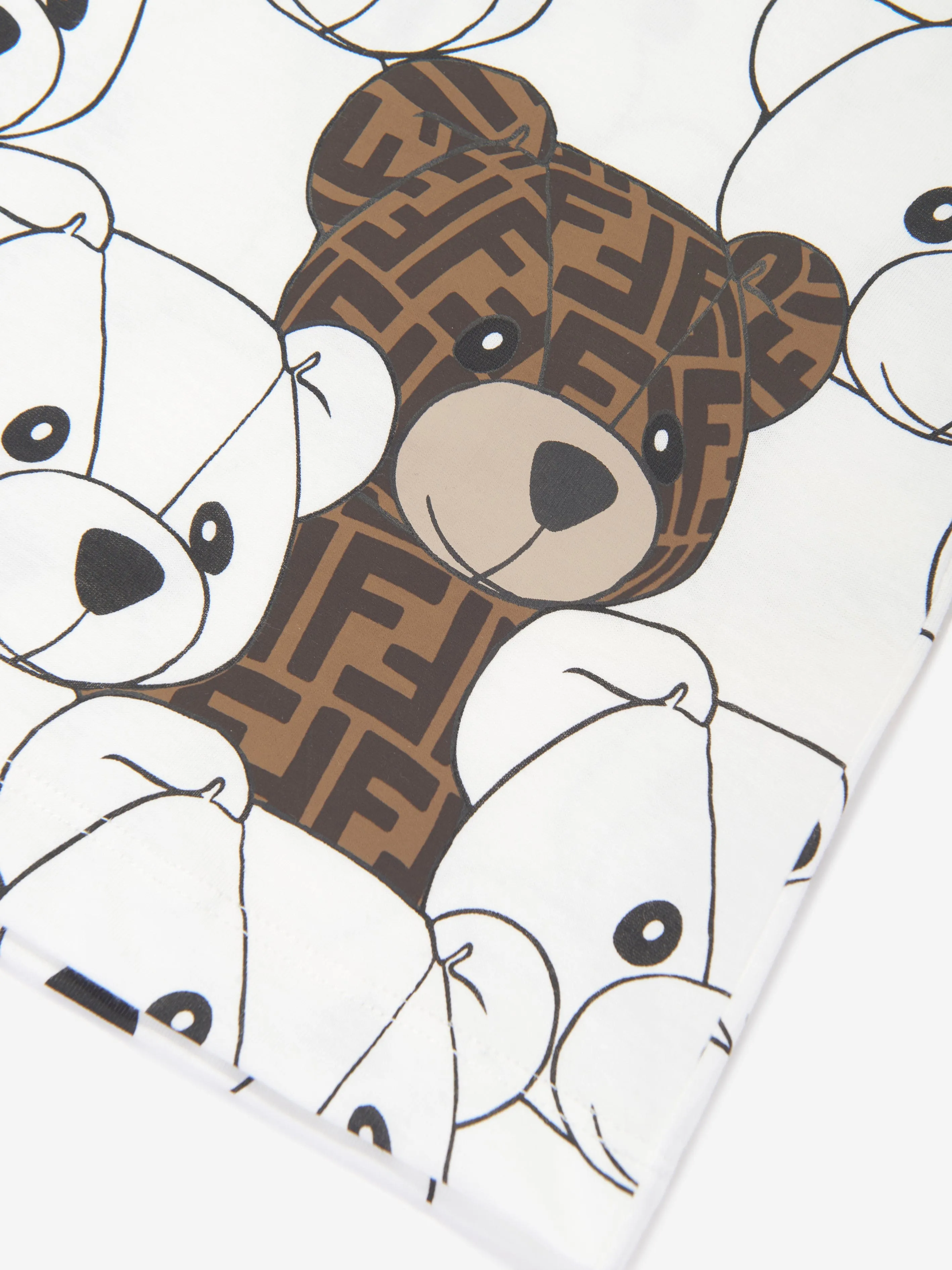 Fendi Kids FF Teddy Bear T-Shirt in White